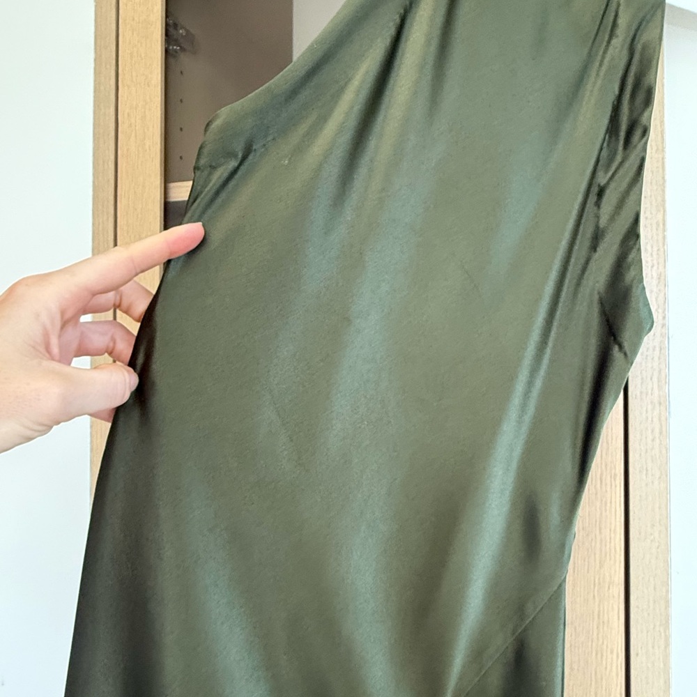Retrofete Olive Green High-Low Halter Gown - Picture 11 of 12